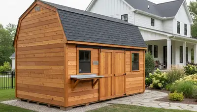 Custom-built shed installation with matching home design by Chop Chop Landscaping in Grand Rapids, MI