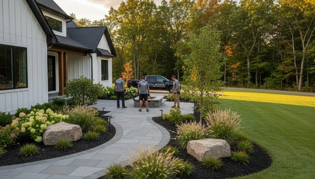 Landscaping crew in Grand Rapids, MI providing professional yard and lawn care services