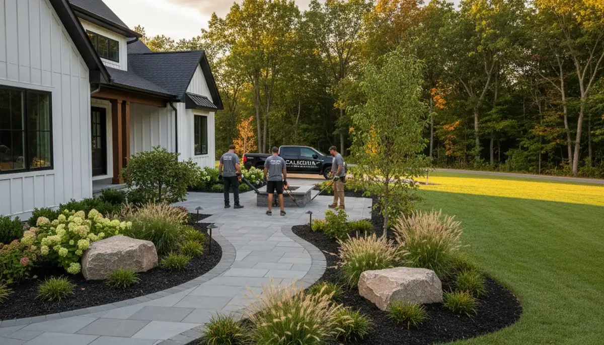 Landscaping crew in Grand Rapids, MI providing professional yard and lawn care services