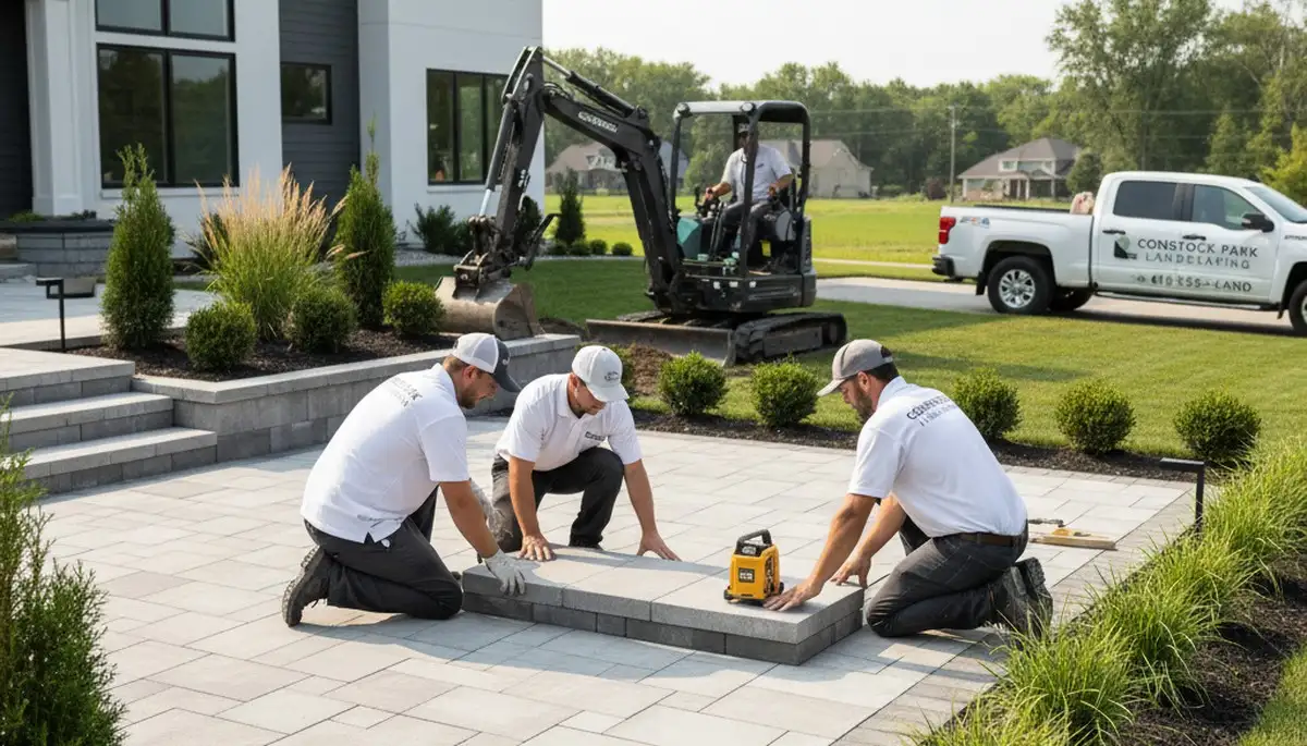 Landscaping crew in Grand Rapids, MI providing professional yard and lawn care services