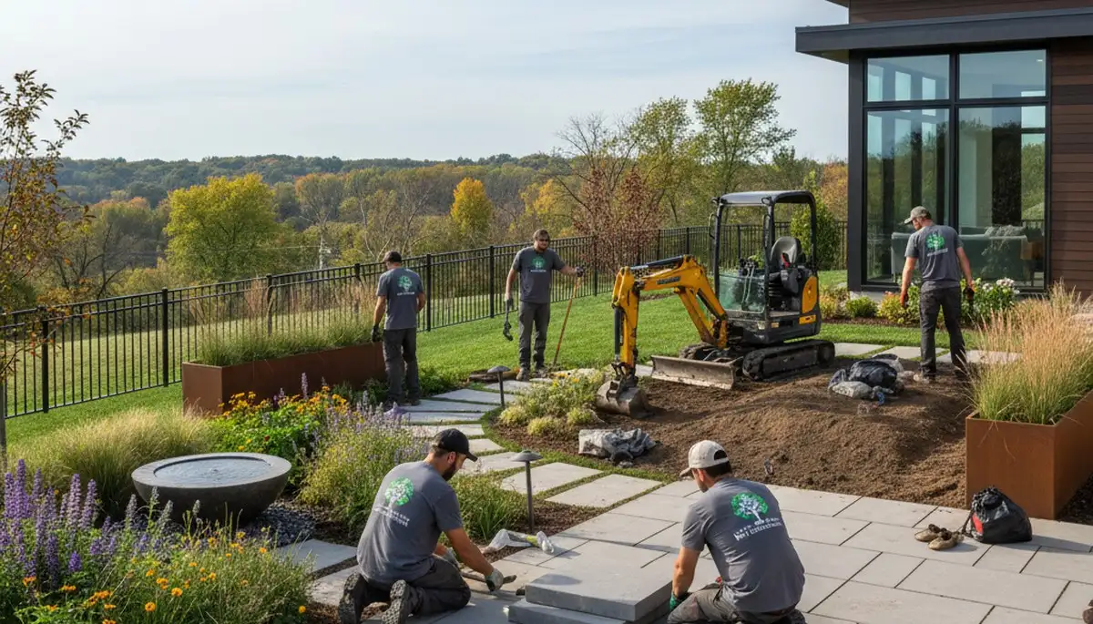 Grand Rapids, MI landscaping crew providing professional lawn care and landscape maintenance
