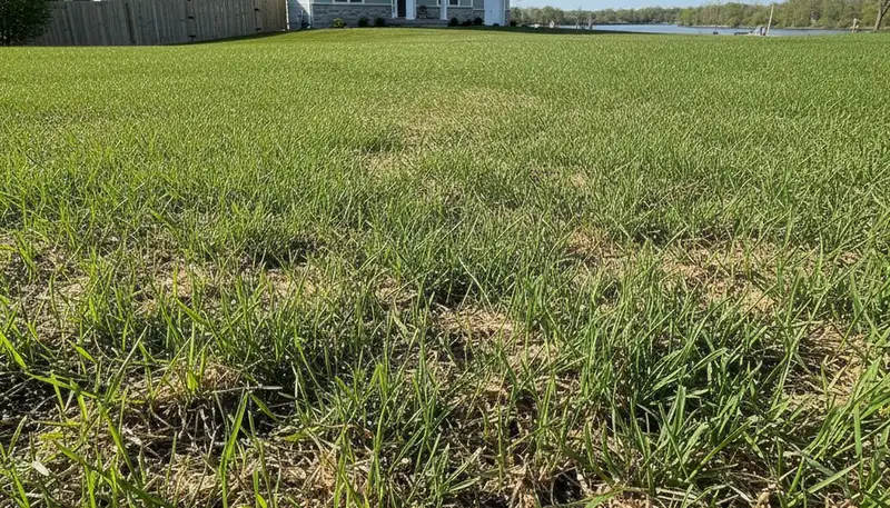 Hydroseeded lawn with new green grass sprouting in Grand Rapids, MI by Chop Chop Landscaping